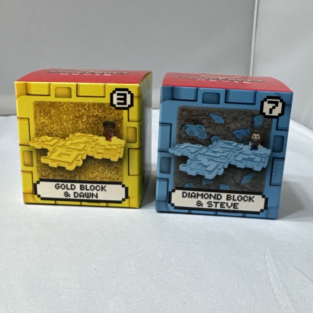 Minecraft McDonald’s Gold Block Dawn #3 & Diamond Block Steve #7 Happy Meal Toys